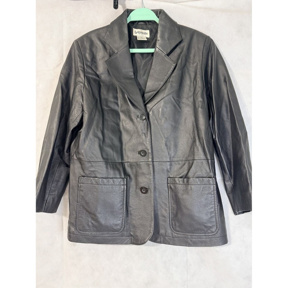 Vintage Bagatelle Genuine Leather Black Jacket Ladies Size 12P Career Casual